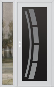 Diamond C12 52" x 80" white/white frosted Glass Panel black RHI with Sidelite clear Glass