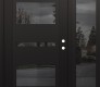 Modern Steel Front Door Diamond C10 52" x 80" black/black mirrored Glass Panel black LHI with Sidelite mirrored Glass
