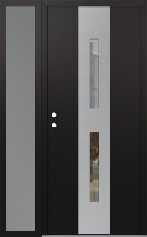 DIAMOND A6 50" X 80" BLACK/BLACK CLEAR GLASS PANEL STAINLESS STEEL RHI WITH SIDELITE FROSTED GLASS