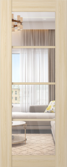 DOOR SLAB AVON 4 LITE CLEAR VETRO LOIRE ASH 36" X 92 1/2" X 1 3/4" TEMPERED CLEAR GLASS