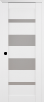 RTA RIGHT HAND PREHUNG CONCEALED DOOR SLAB MIRELLA VETRO BIANCO NOBLE 18" X 80" X 1 9/16" FROSTED GLASS