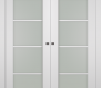 Smart Pro 4 Lite Vetro Polar White Modern Interior Double Pocket Doors by Belldinni