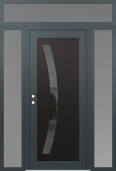 Diamond C4 64" x 96" anthracite/anthracite mirrored Glass Panel black RHI with 2 Sidelites and Transom frosted Glass