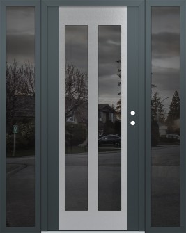 Diamond C14 60" x 80" anthracite/anthracite mirrored Glass Panel stainless steel LHI with 2 Sidelites mirrored Glass