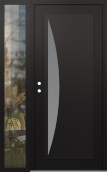 Diamond C13 52" x 80" black/white frosted Glass Panel black RHI with Sidelite clear Glass