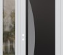 Modern Steel Front Door Diamond C13 48" x 96" white/white frosted Glass Panel black RHI with Sidelite and Transom clear Glass