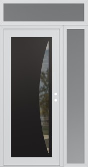 Diamond C13 48" x 96" white/white clear Glass Panel black LHI with Sidelite and Transom frosted Glass