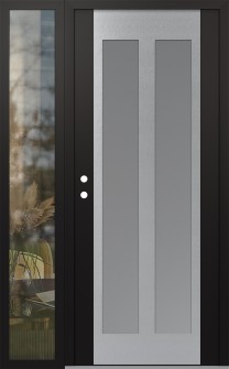 Diamond C14 48" x 80" black/white frosted Glass Panel stainless steel RHI with Sidelite clear Glass