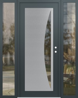 Diamond C13 64" x 80" anthracite/anthracite clear Glass Panel stainless steel LHI with 2 Sidelites clear Glass