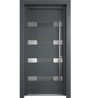 MODERN FRONT STEEL DOOR AURA ANTRACIT/WHITE 37 7/16" X 81 11/16" LHI + HARDWARE