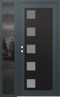 Diamond C5 52" x 80" anthracite/anthracite frosted Glass Panel black RHI with Sidelite mirrored Glass