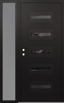 Diamond D4 48" x 80" black/black mirrored Glass Panel black RHI with Sidelite frosted Glass