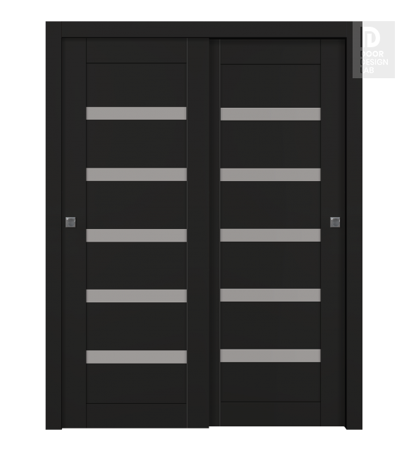Leora Vetro Black Matte Modern Interior Bypass Doors by Belldinni