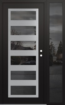 Diamond C9 48" x 80" black/black mirrored Glass Panel stainless steel LHI with Sidelite mirrored Glass