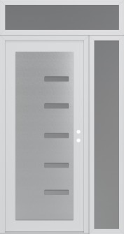 Diamond C8 48" x 96" white/white frosted Glass Panel stainless steel LHI with Sidelite and Transom frosted Glass