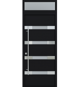 MODERN FRONT STEEL DOOR AURA BLACK/WHITE 37 7/16" X 95 11/16" RHI + TRANSOM