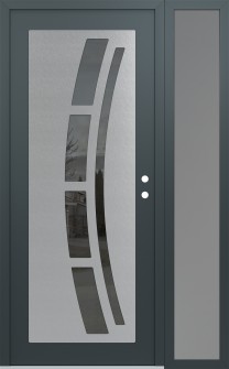 Diamond C12 52" x 80" anthracite/anthracite mirrored Glass Panel stainless steel LHI with Sidelite frosted Glass