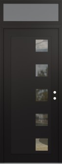 Diamond C5 36" x 96" black/black clear Glass Panel black LHI with Transom frosted Glass