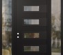 Modern Steel Front Door Diamond D3 64" x 96" black/black clear Glass Panel black RHI with 2 Sidelites and Transom clear Glass