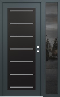 Diamond C11 52" x 80" anthracite/anthracite frosted Glass Panel black LHI with Sidelite mirrored Glass