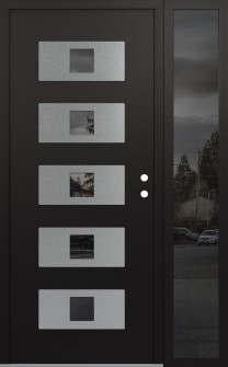 Diamond D8 50" x 80" black/black mirrored Glass Panel stainless steel LHI with Sidelite mirrored Glass