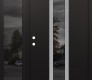 Modern Steel Front Door DIAMOND A1 50" X 80" BLACK/BLACK MIRRORED GLASS PANEL STAINLESS STEEL RHI WITH SIDELITE MIRRORED GLASS
