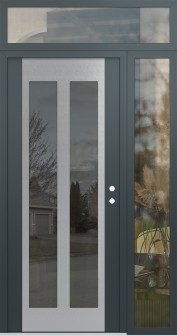 Diamond C14 48" x 96" anthracite/anthracite mirrored Glass Panel stainless steel LHI with Sidelite and Transom clear Glass
