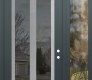 Modern Steel Front Door Diamond C14 48" x 96" anthracite/anthracite mirrored Glass Panel stainless steel LHI with Sidelite and Transom clear Glass