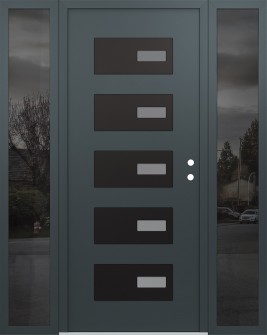 Diamond D7 60" x 80" anthracite/anthracite frosted Glass Panel black LHI with 2 Sidelites mirrored Glass