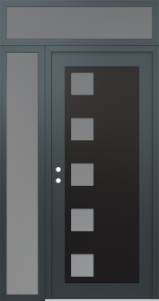 Diamond C5 48" x 96" anthracite/anthracite frosted Glass Panel black RHI with Sidelite and Transom frosted Glass