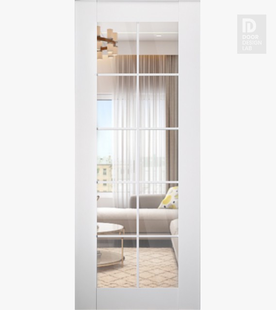 DOOR SLAB SMART PRO 10 LITE CLEAR VETRO POLAR WHITE 32" X 84" X 1 3/4" TEMPERED CLEAR GLASS