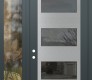 Modern Steel Front Door Diamond C2 48" x 96" anthracite/anthracite mirrored Glass Panel stainless steel RHI with Sidelite and Transom clear Glass