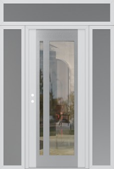 Diamond C15 68" x 96" white/white clear Glass Panel stainless steel RHI with 2 Sidelites and Transom frosted Glass