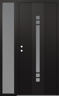 DIAMOND A4 48" X 80" BLACK/WHITE FROSTED GLASS PANEL BLACK RHI WITH SIDELITE FROSTED GLASS