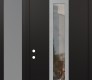 Modern Steel Front Door DIAMOND A1 52" X 96" BLACK/BLACK CLEAR GLASS PANEL STAINLESS STEEL RHI WITH SIDELITE AND TRANSOM FROSTED GLASS