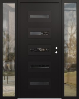 Diamond D4 64" x 80" black/black mirrored Glass Panel black LHI with 2 Sidelites clear Glass