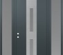 Modern Steel Front Door DIAMOND A6 68" X 96" ANTHRACITE/ANTHRACITE FROSTED GLASS PANEL STAINLESS STEEL RHI WITH 2 SIDELITES AND TRANSOM FROSTED GLASS