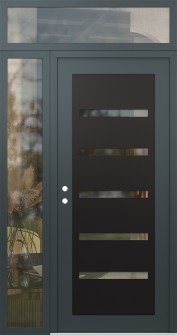Diamond C7 50" x 96" anthracite/anthracite clear Glass Panel black RHI with Sidelite and Transom clear Glass