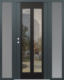 Diamond C14 64" x 80" anthracite/anthracite clear Glass Panel black RHI with 2 Sidelites frosted Glass