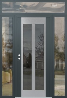 Diamond C14 64" x 96" anthracite/anthracite mirrored Glass Panel stainless steel RHI with 2 Sidelites and Transom clear Glass