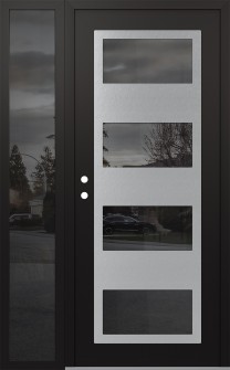 Diamond C2 50" x 80" black/black mirrored Glass Panel stainless steel RHI with Sidelite mirrored Glass