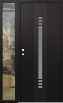 DIAMOND A5 48" X 80" BLACK/WHITE FROSTED GLASS PANEL BLACK RHI WITH SIDELITE CLEAR GLASS