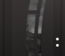 Modern Steel Front Door Diamond C12 36" x 96" black/black mirrored Glass Panel black LHI with Transom mirrored Glass