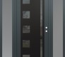 Modern Steel Front Door Diamond C3 64" x 80" anthracite/anthracite mirrored Glass Panel black LHI with 2 Sidelites frosted Glass
