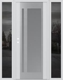 Diamond C15 60" x 80" white/white frosted Glass Panel stainless steel RHI with 2 Sidelites mirrored Glass