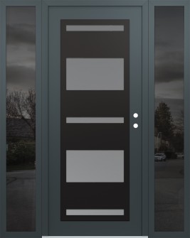 Diamond C10 68" x 80" anthracite/anthracite frosted Glass Panel black LHI with 2 Sidelites mirrored Glass