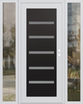 Diamond C7 68" x 80" white/white frosted Glass Panel black LHI with 2 Sidelites clear Glass