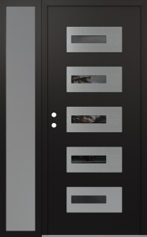 Diamond D6 52" x 80" black/black Mirrored Glass Panel stainless steel RHI with Sidelite frosted Glass