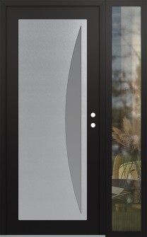 Diamond C13 52" x 80" black/white frosted Glass Panel stainless steel LHI with Sidelite clear Glass