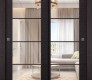 Avanti 4 Lite Clear Vetro Black Apricot Modern Interior Bypass Doors by Belldinni